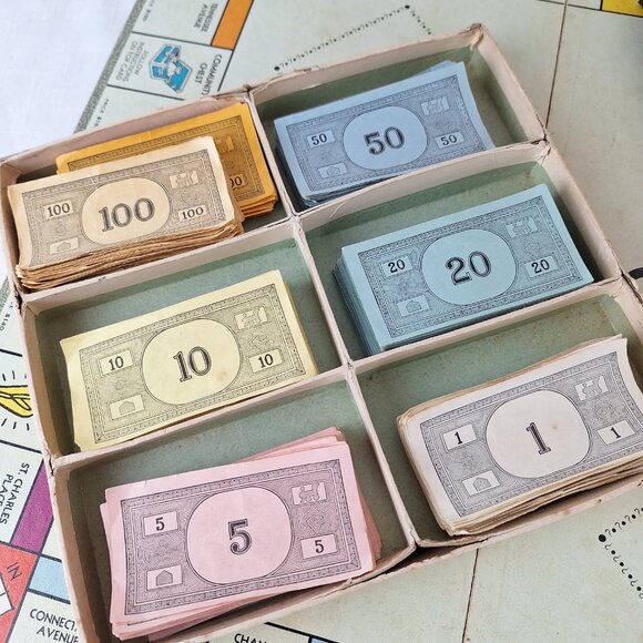 Vintage Monopoly Board Game Parker Brothers 1935 1946 Wooden and Metal Pieces - Picture 2 of 16